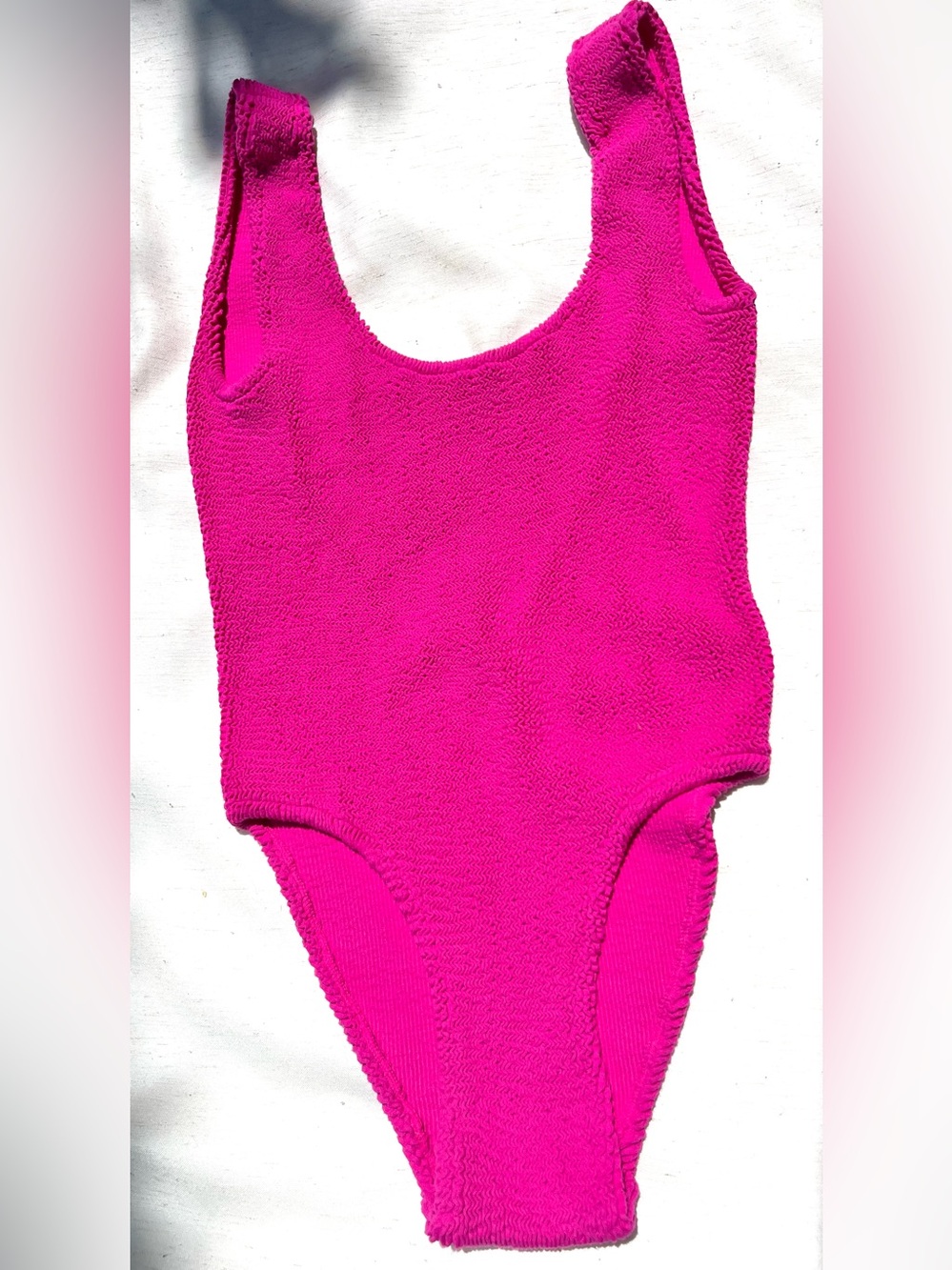 Zara Textured Swimsuit Fuchsia Round Neckline Wide Straps Size Medium NWT - Picture 8 of 12